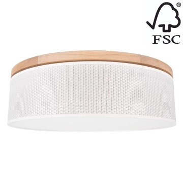 Lampa sufitowa BENITA 2xE27/25W/230V śr. 48 cm kremowy/dąb – FSC certyfikowano