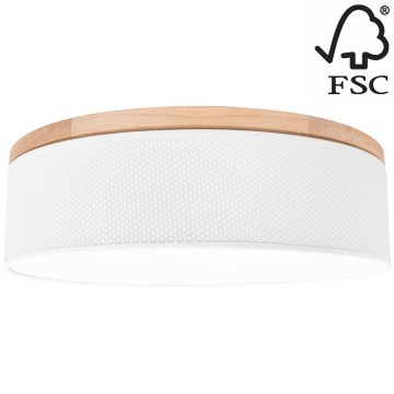 Lampa sufitowa BENITA 4xE27/25W/230V śr. 58 cm biała/dąb – certyfikat FSC