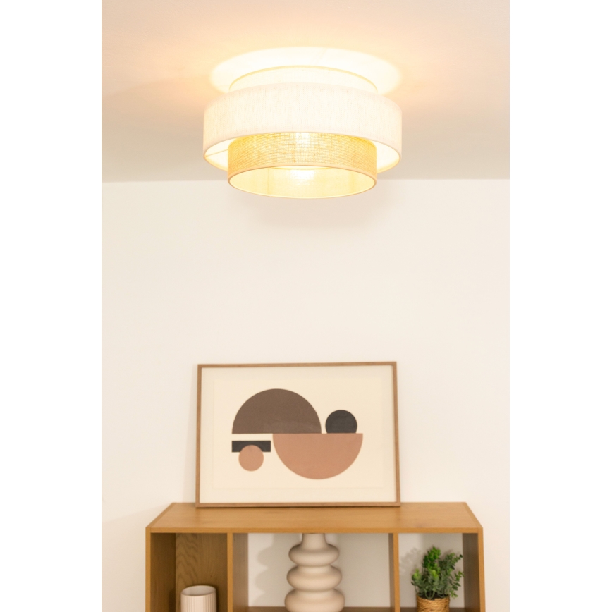 Lampa sufitowa BOHO 1xE27/60W/230V śr. 40 cm biała/juta