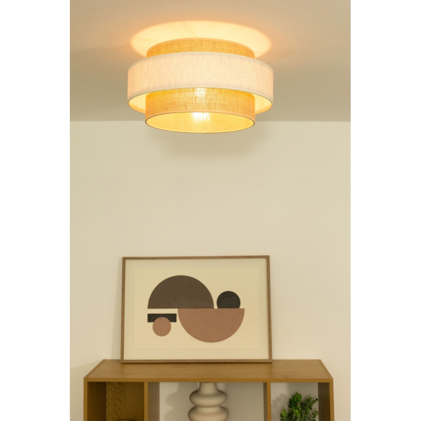 Lampa sufitowa BOHO 1xE27/60W/230V śr. 40 cm kremowa/juta