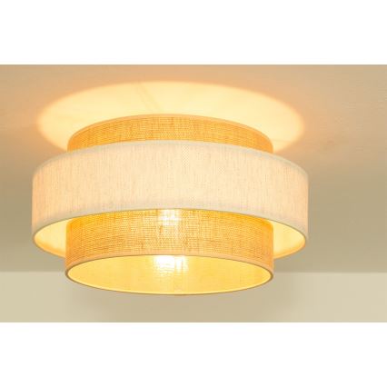 Lampa sufitowa BOHO 1xE27/60W/230V śr. 40 cm kremowa/juta
