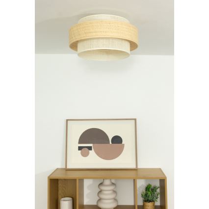 Lampa sufitowa BOHO 1xE27/60W/230V, średnica 40 cm, juta/kremowa
