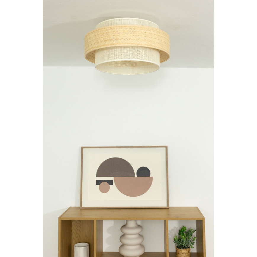 Lampa sufitowa BOHO 1xE27/60W/230V, średnica 40 cm, juta/kremowa