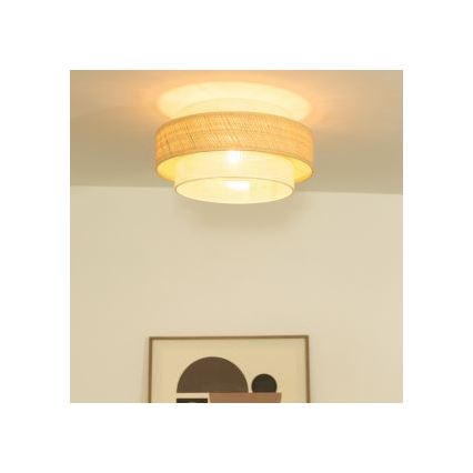 Lampa sufitowa BOHO 1xE27/60W/230V, średnica 40 cm, juta/kremowa