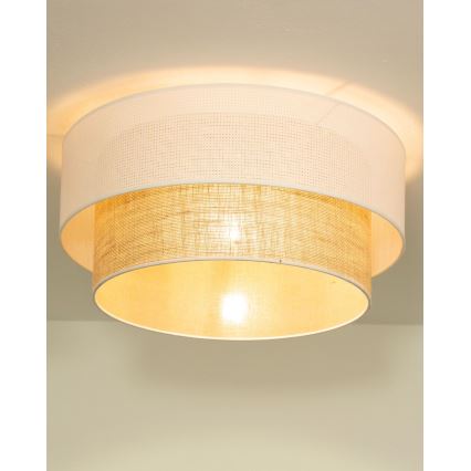 Lampa sufitowa BORHO 1xE27/60W/230V śr. 40 cm biała/juta