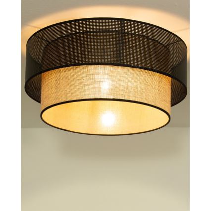 Lampa sufitowa BORHO 1xE27/60W/230V śr. 40 cm czarna/juta