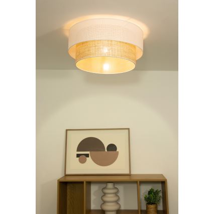 Lampa sufitowa BORHO 1xE27/60W/230V śr. 50 cm biała/juta