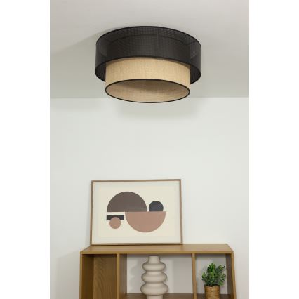 Lampa sufitowa BORHO 1xE27/60W/230V Ø50 cm czarna/juta