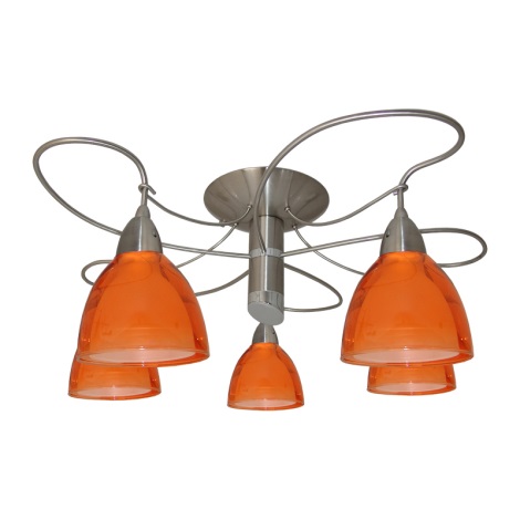 Lampa sufitowa CARRAT 5xE14/40W  matowy chrom/ pomarańczowy