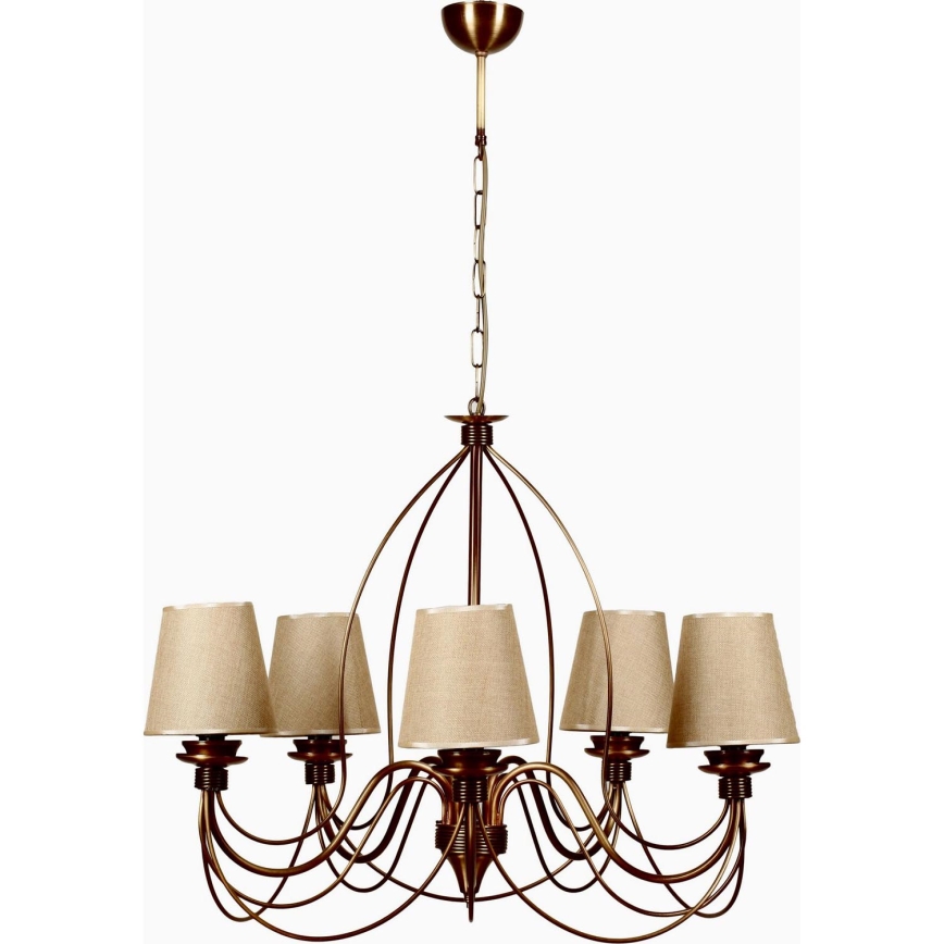 Lampa sufitowa CLASSIC 5xE14/40W/230V brązowa/beżowa
