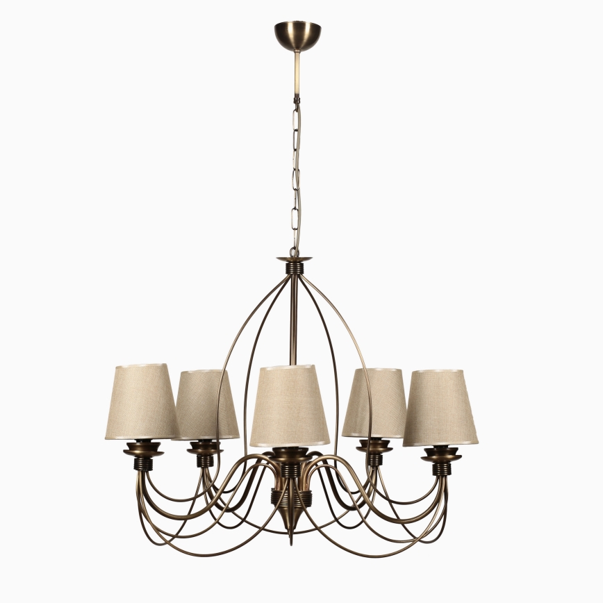 Lampa sufitowa CLASSIC 5xE14/40W/230V brązowa/beżowa