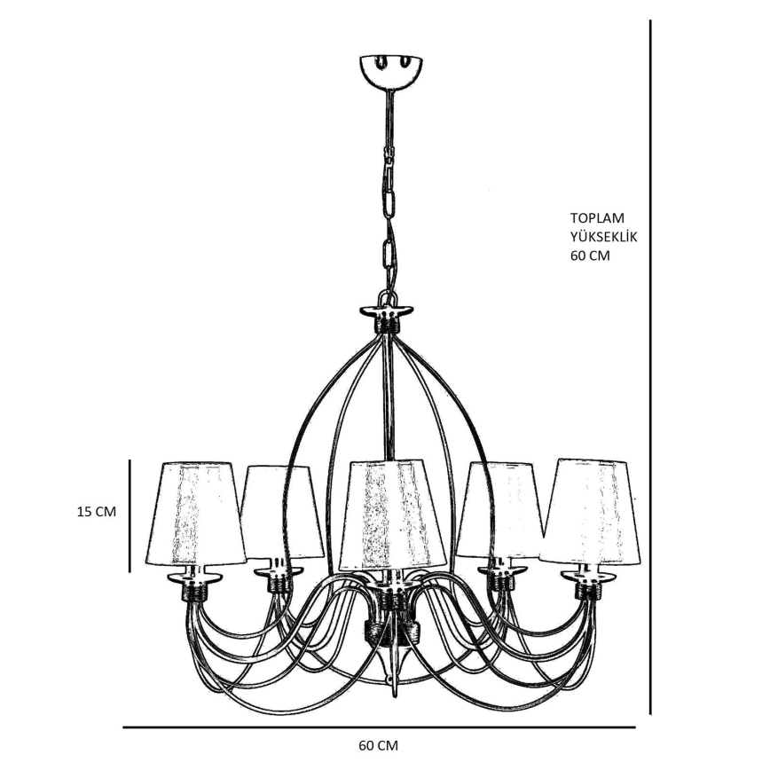 Lampa sufitowa CLASSIC 5xE14/40W/230V brązowa/beżowa