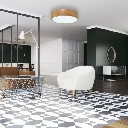 Lampa sufitowa z czujnikiem ruchu i zmierzchu CLEO 2xE27/24W/230V śr. 30 cm złota