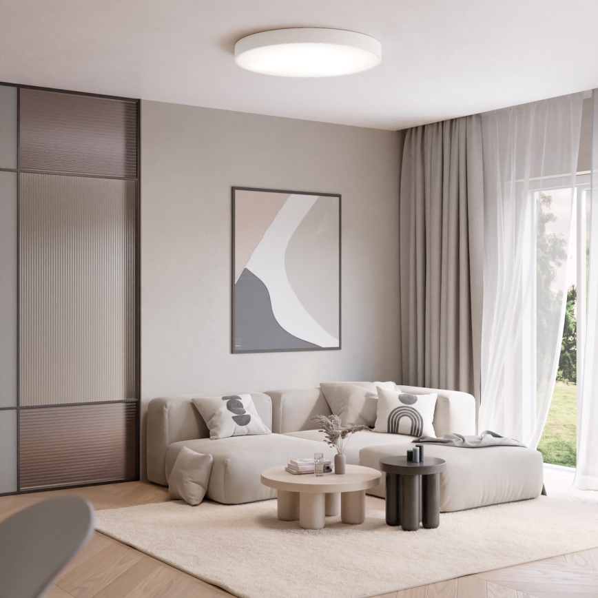 Oprawa sufitowa CLEO z czujnikiem ruchu i zmierzchu, 5xE27/24W/230V, o średnicy 60 cm, biała