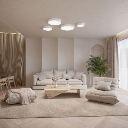 Oprawa sufitowa CLEO z czujnikiem ruchu i zmierzchu, 5xE27/24W/230V, o średnicy 60 cm, biała