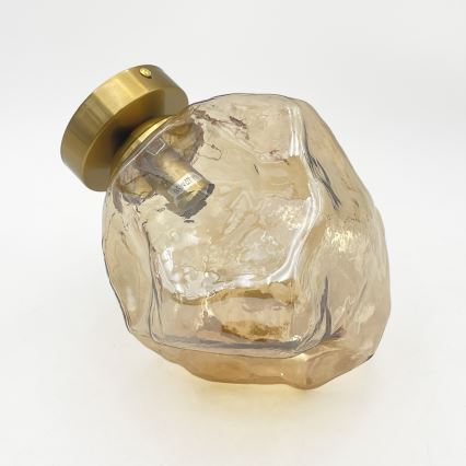 Lampa sufitowa CRISTAL 1xE14/15W/230V mosiądz/przydymiony beż