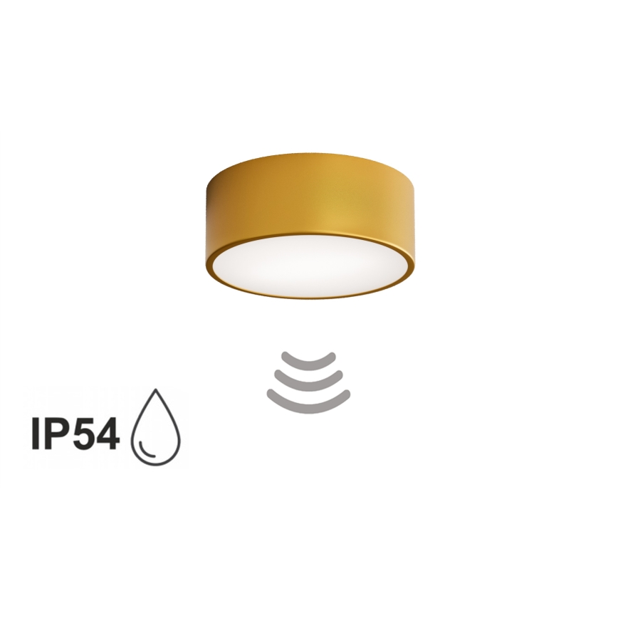 Lampa sufitowa do łazienki CLEO z czujnikiem, 1x E27/24W/230V, Ø20 cm, IP54, złota