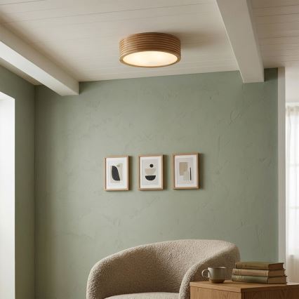 Lampa sufitowa do łazienki LINARO 2xE27/15W/230V IP54 dąb śr. 27 cm