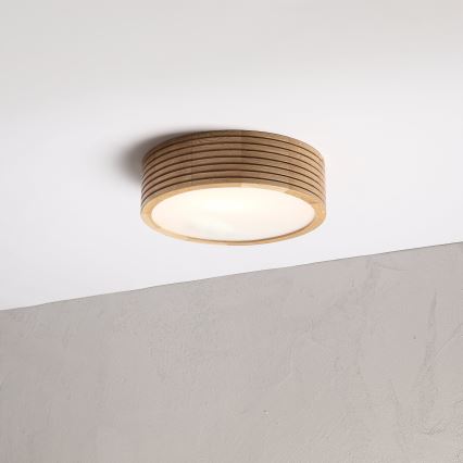 Lampa sufitowa do łazienki LINARO 2xE27/15W/230V IP54 dąb śr. 27 cm