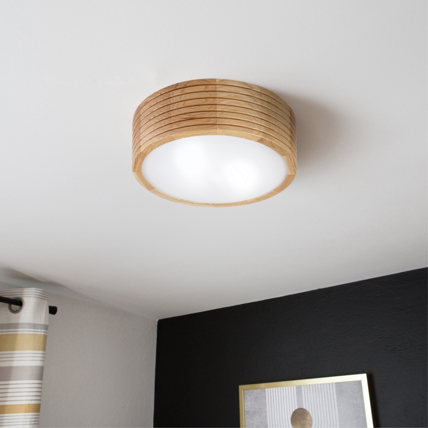 Lampa sufitowa do łazienki LINARO 2xE27/15W/230V IP54 dąb śr. 27 cm