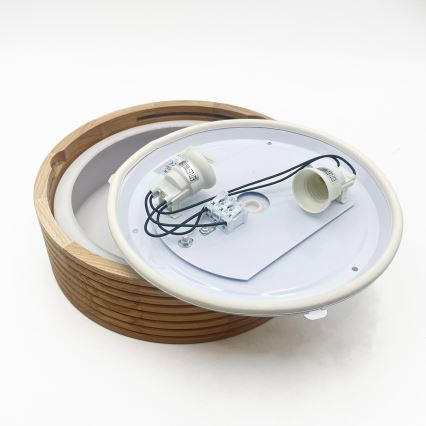 Lampa sufitowa do łazienki LINARO 2xE27/15W/230V IP54 dąb śr. 27 cm