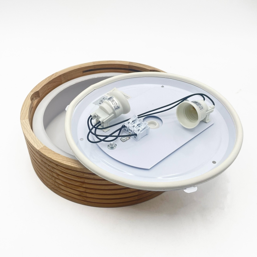 Lampa sufitowa do łazienki LINARO 2xE27/15W/230V IP54 dąb śr. 27 cm
