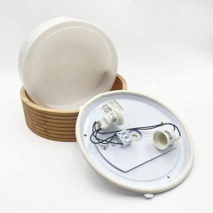 Lampa sufitowa do łazienki LINARO 2xE27/15W/230V IP54 dąb śr. 27 cm