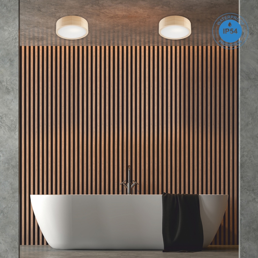 Lampa sufitowa do łazienki NATURAL 2xE27/15W/230V IP54 sosna Ø 27 cm