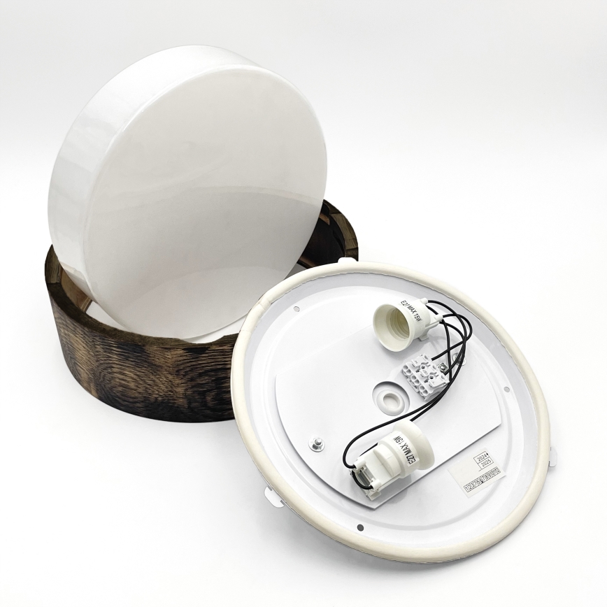 Lampa sufitowa do łazienki OAK SMOKY 2xE27/15W/230V IP54 Ø 27,5 cm dąb/brąz