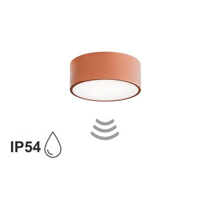 Lampa sufitowa do łazienki z czujnikiem CLEO 1xE27/24W/230V Ø 20 cm IP54 miedziana