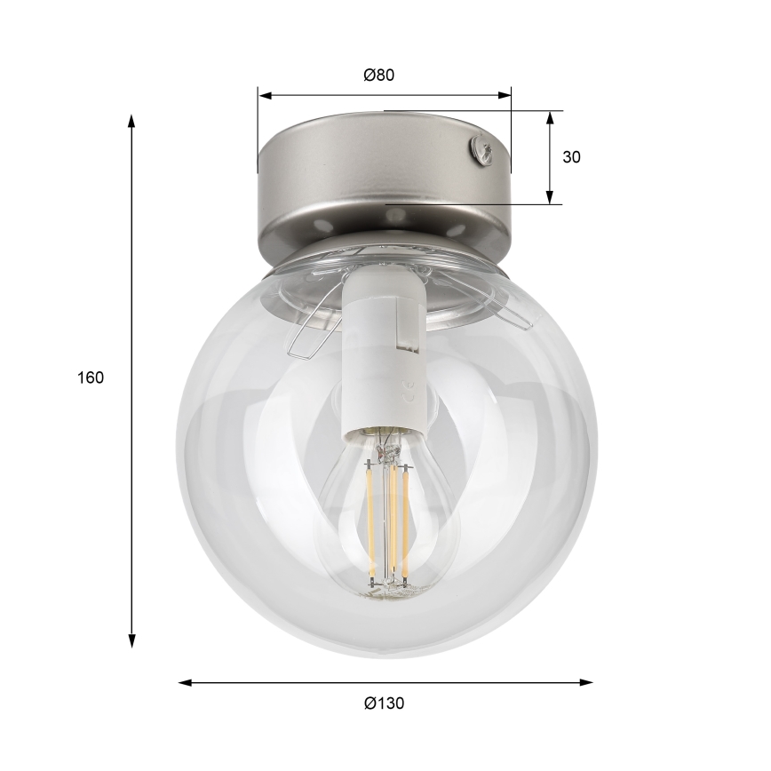 Lampa sufitowa ELIAS 1xE14/5W/230V śr. 13 cm matowy chrom/przezroczysta
