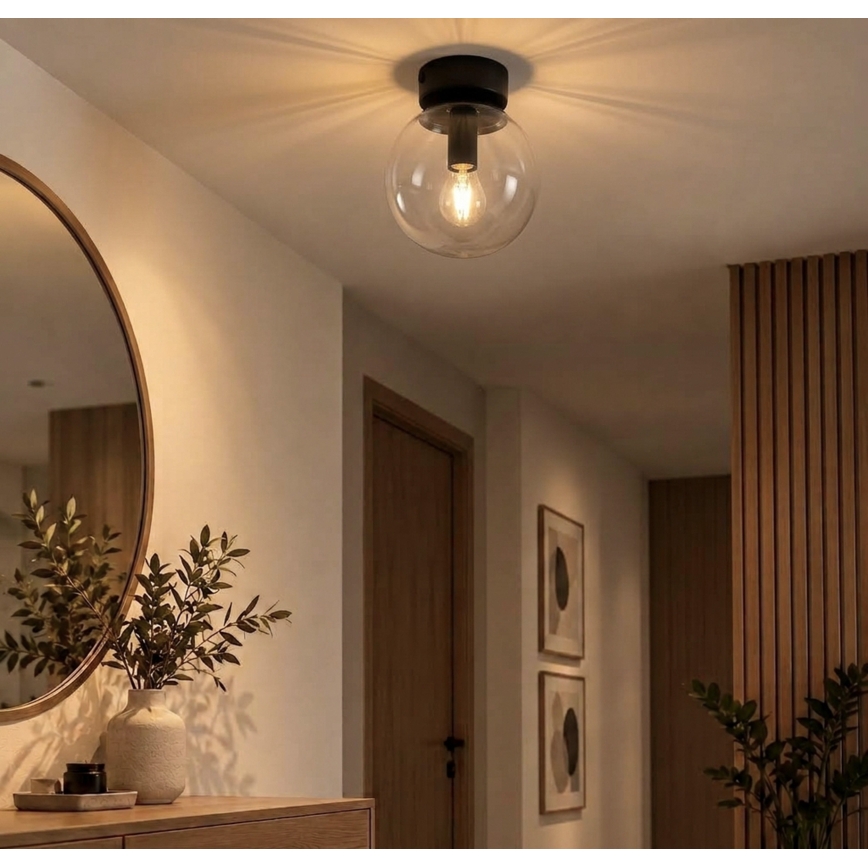 Lampa sufitowa ELIAS 1xE14/5W/230V Ø 13 cm czarna/przezroczysta