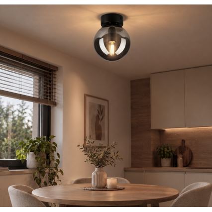 Lampa sufitowa ELIAS 1xE14/5W/230V Ø 13 cm czarny/dymny szary