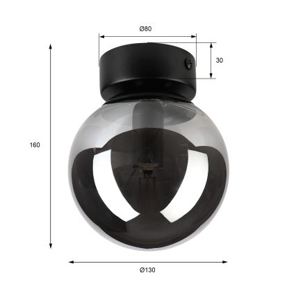 Lampa sufitowa ELIAS 1xE14/5W/230V Ø 13 cm czarny/dymny szary