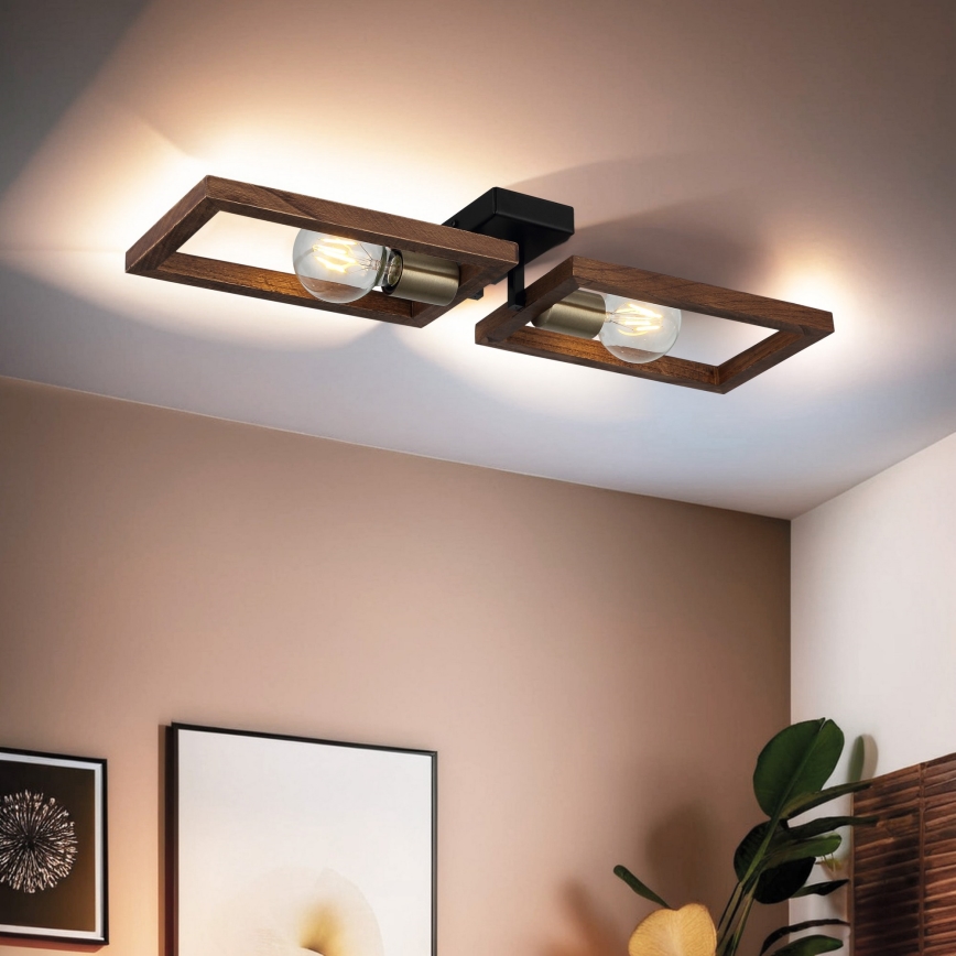 Lampa sufitowa ERA 2xE27/40W/230V brązowa