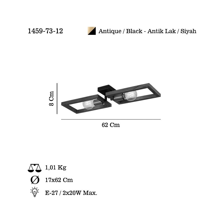 Lampa sufitowa ERA 2xE27/40W/230V brązowa