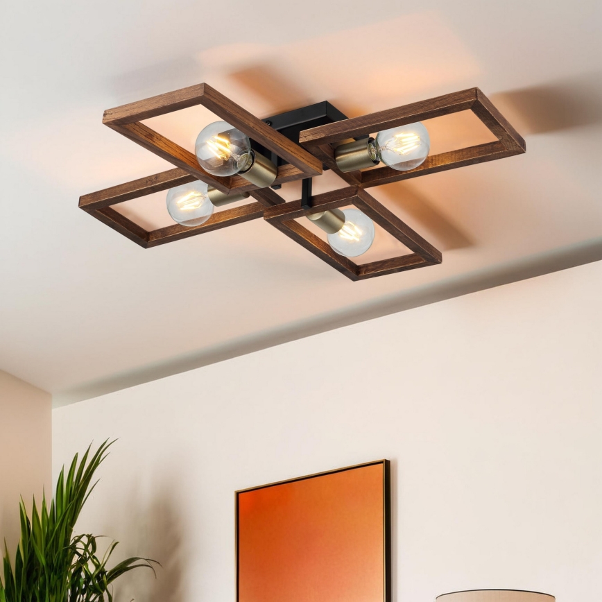 Lampa sufitowa ERA 4xE27/40W/230V brązowa