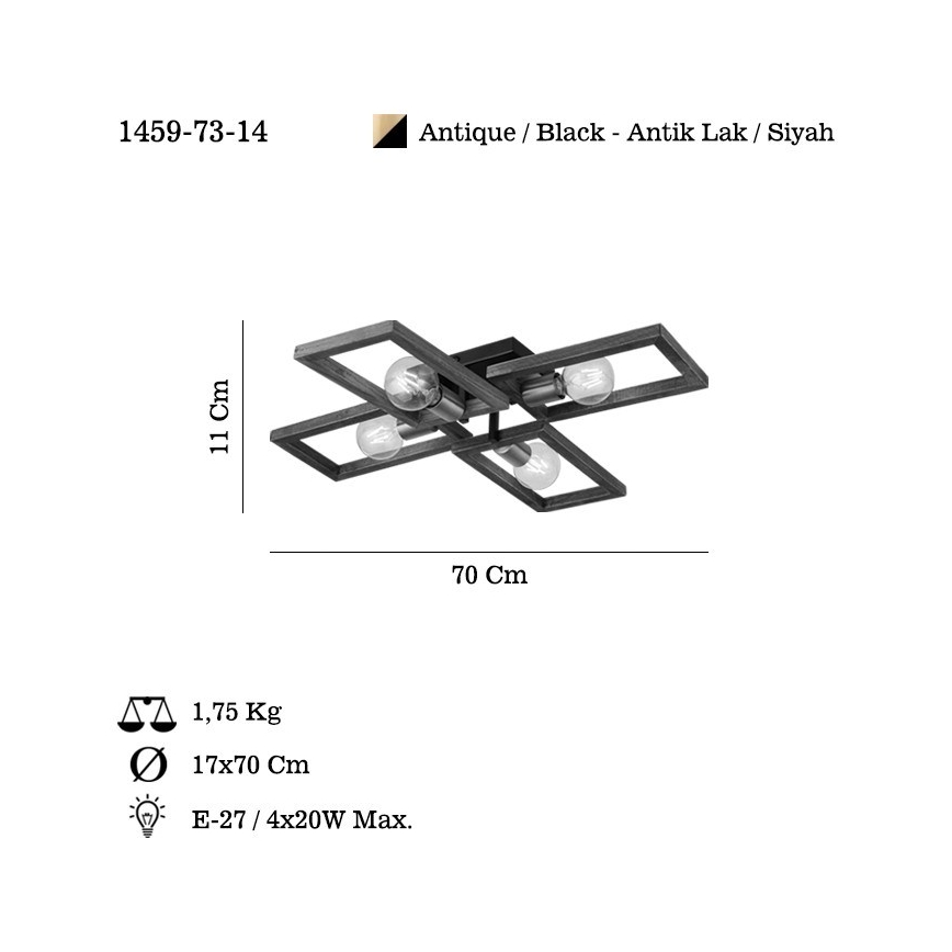 Lampa sufitowa ERA 4xE27/40W/230V brązowa