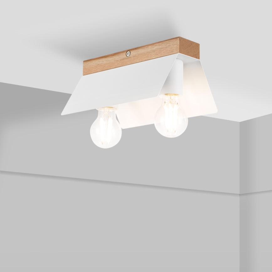 Lampa sufitowa ESME 2xE27/15W/230V biała/dąb