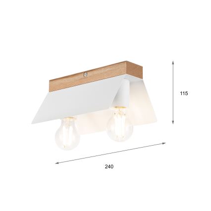 Lampa sufitowa ESME 2xE27/15W/230V biała/dąb
