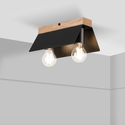 Lampa sufitowa ESME 2xE27/15W/230V czarna/dąb