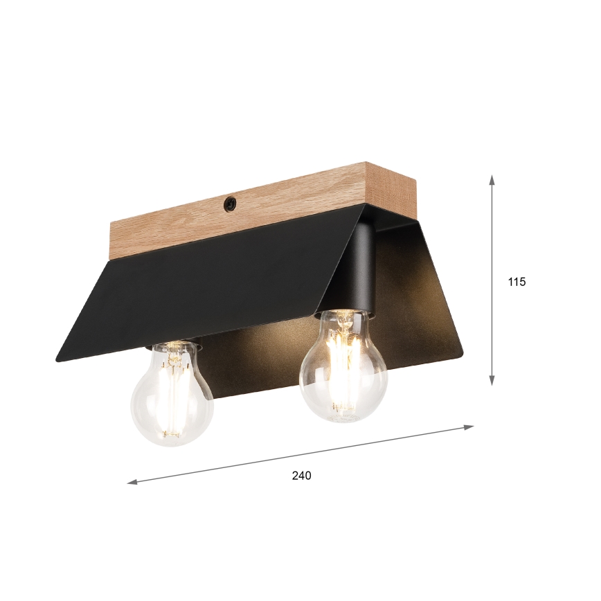 Lampa sufitowa ESME 2xE27/15W/230V czarna/dąb