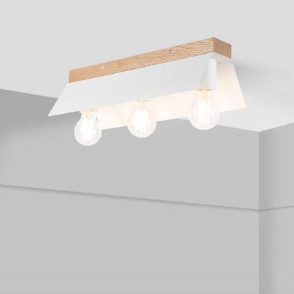Lampa sufitowa ESME 3xE27/15W/230V biała/dąb