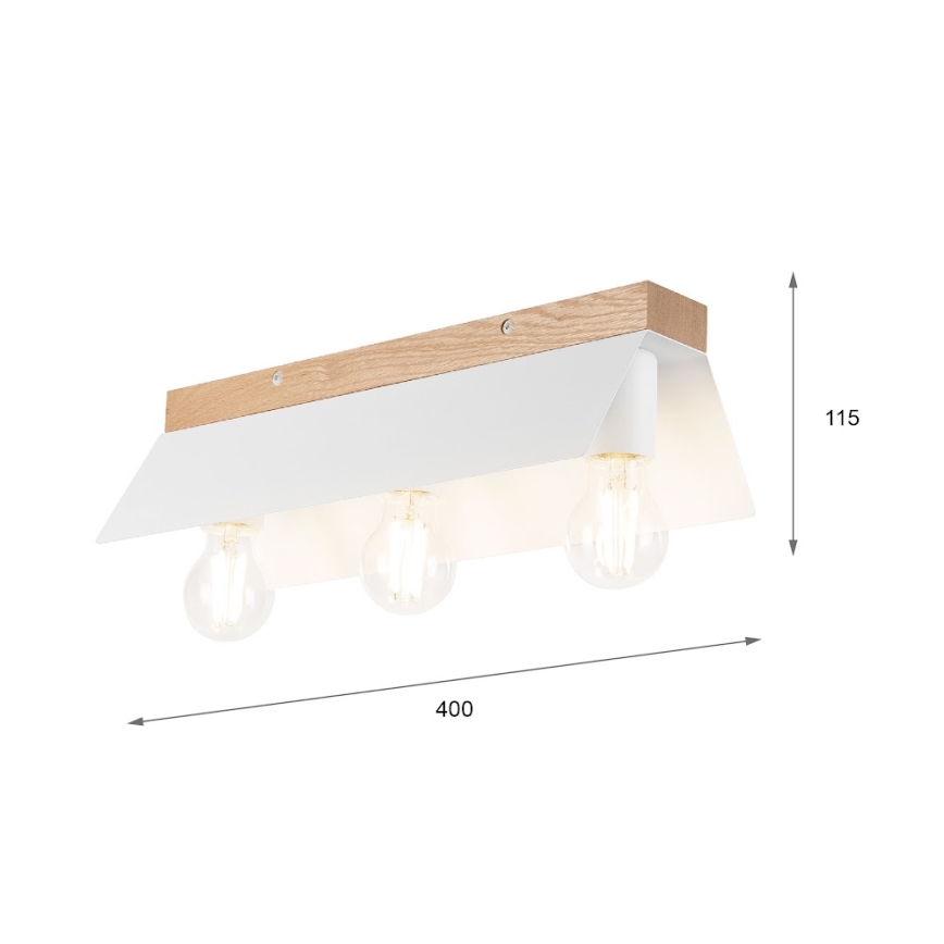 Lampa sufitowa ESME 3xE27/15W/230V biała/dąb
