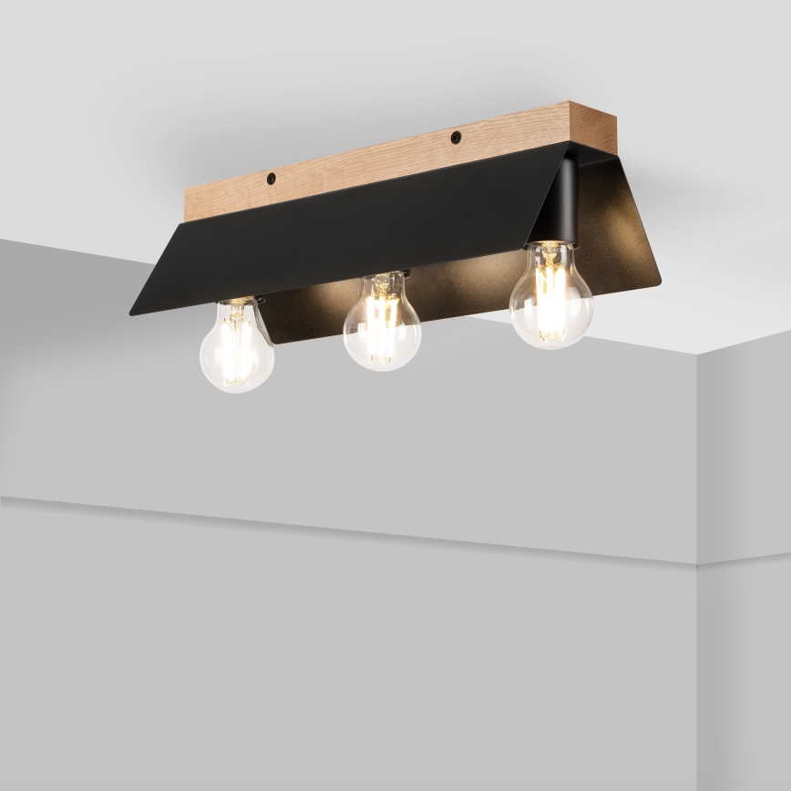 Lampa sufitowa ESME 3xE27/15W/230V czarna/dąb