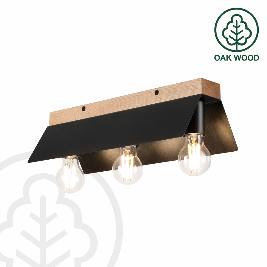 Lampa sufitowa ESME 3xE27/15W/230V czarna/dąb