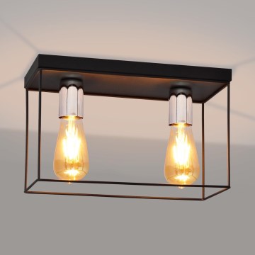Lampa sufitowa FINN 2xE27/15W/230V czarna/chrom błyszczący