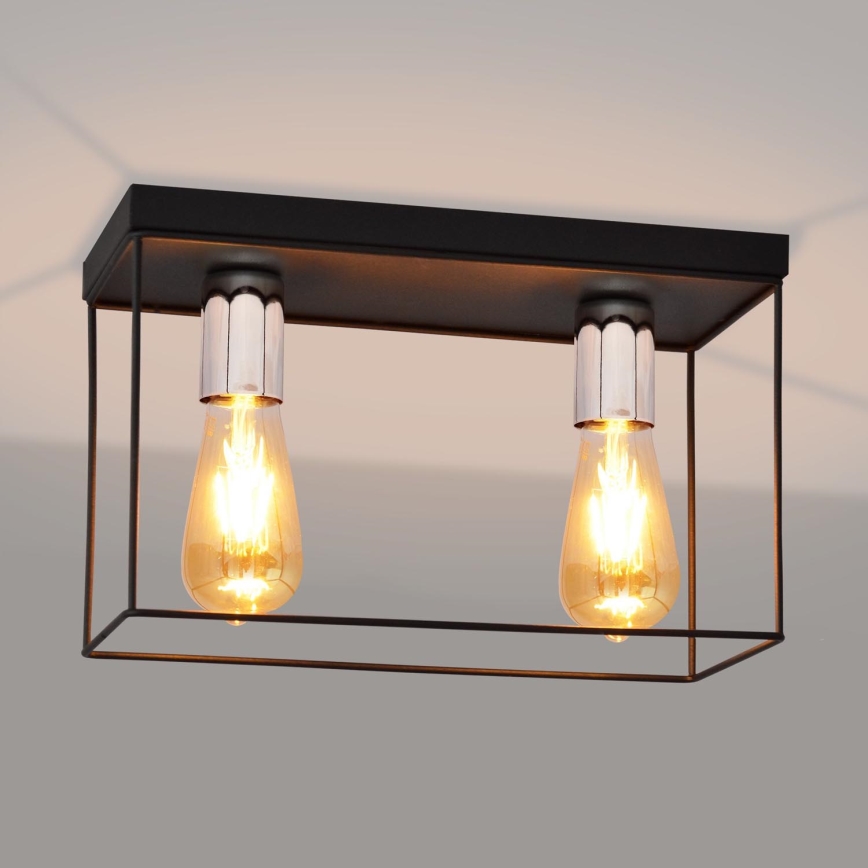 Lampa sufitowa FINN 2xE27/15W/230V czarna/chrom błyszczący