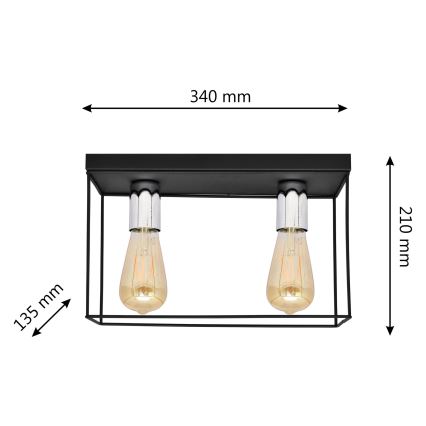 Lampa sufitowa FINN 2xE27/15W/230V czarna/chrom błyszczący