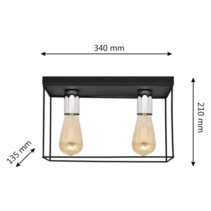 Lampa sufitowa FINN 2xE27/15W/230V czarna/chrom błyszczący